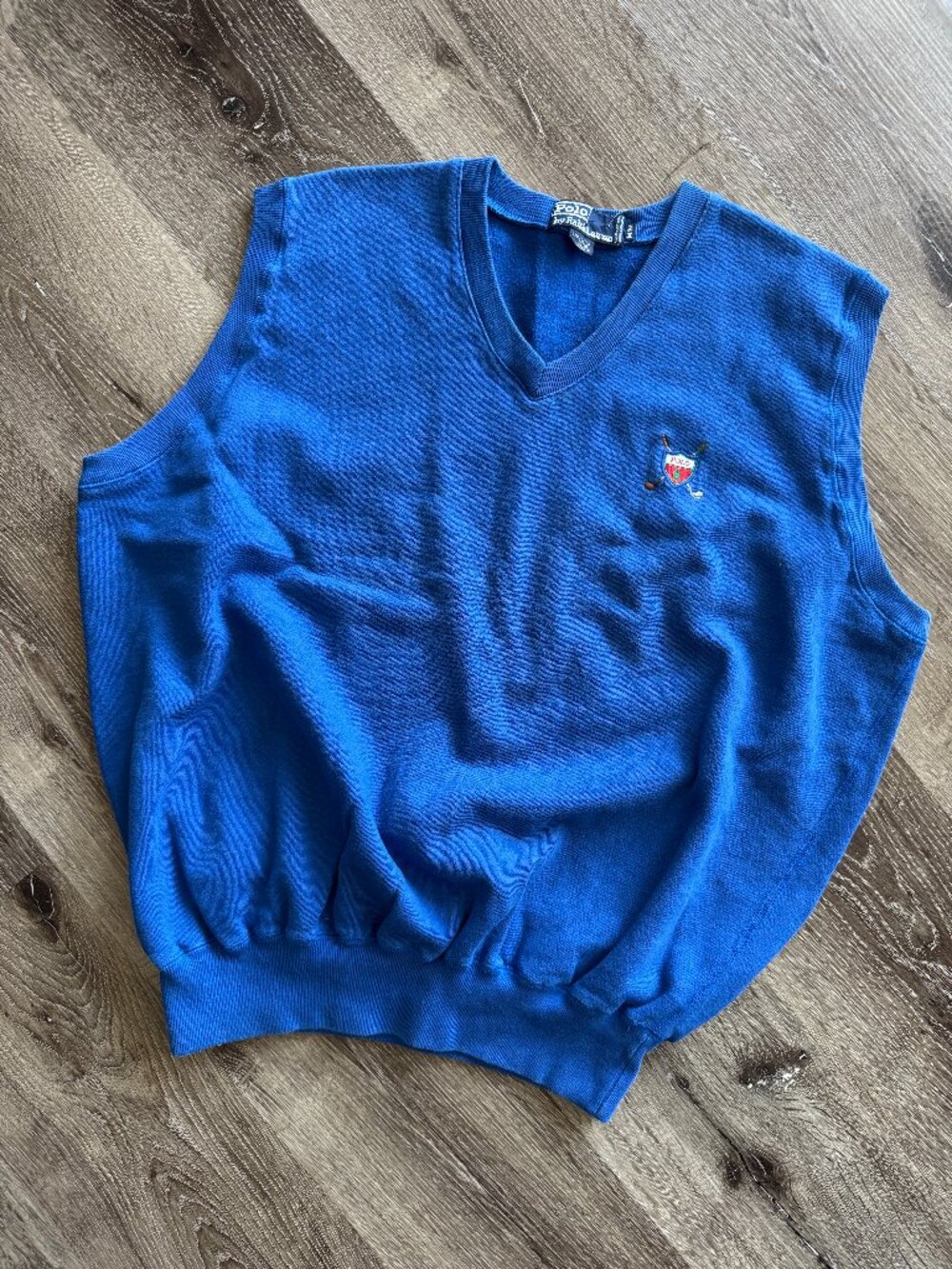 Vintage Polo Ralph Lauren Blue V-Neck Sweater Vest Golf Crest Men’s M